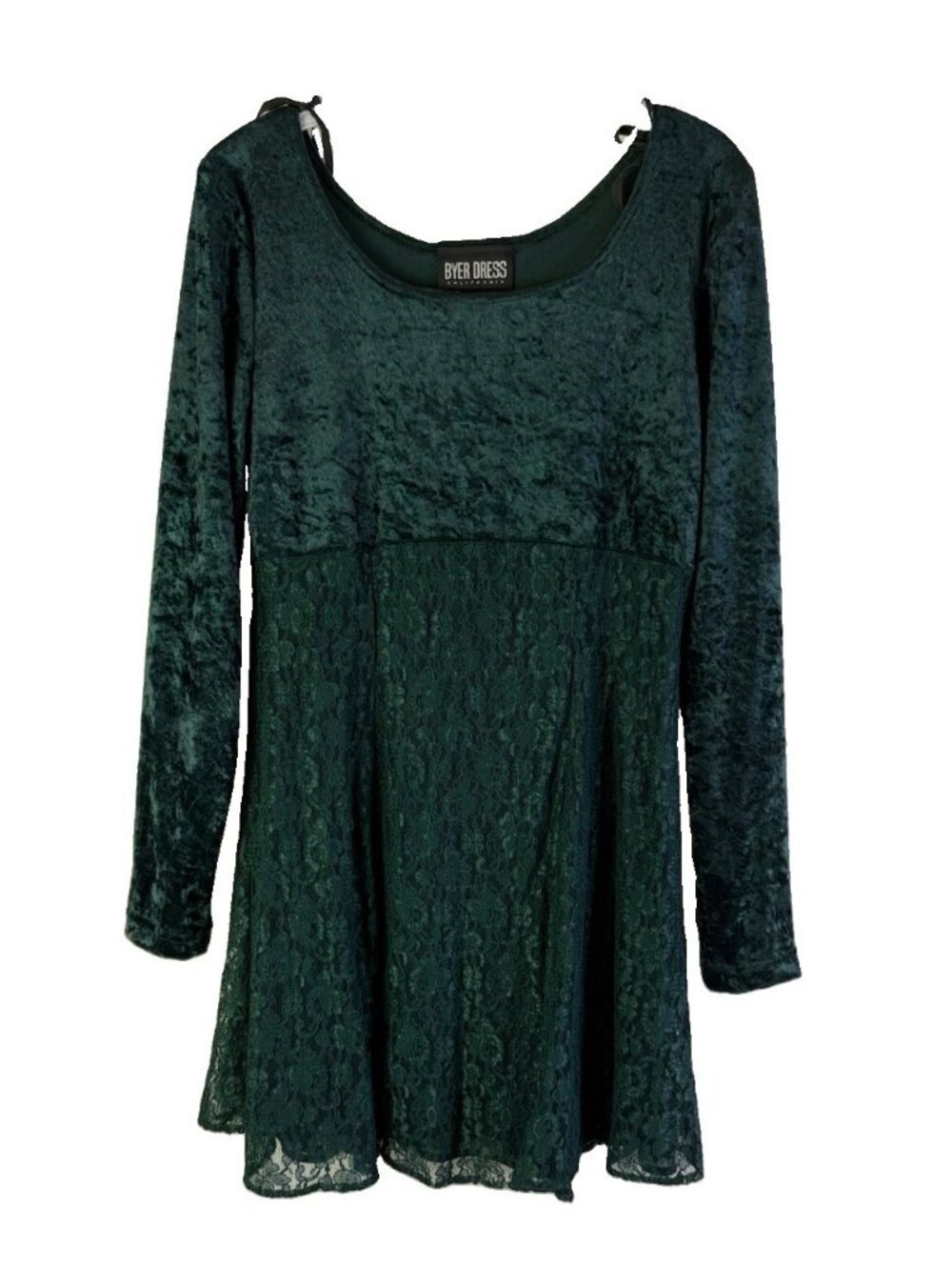 Vintage 90s Dress Crushed Velvet Lace Mini Micro Punk Grunge USA